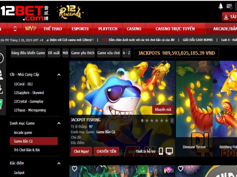 Jackpot fishing được nhiều người chơi lựa chọn tại 12Bet