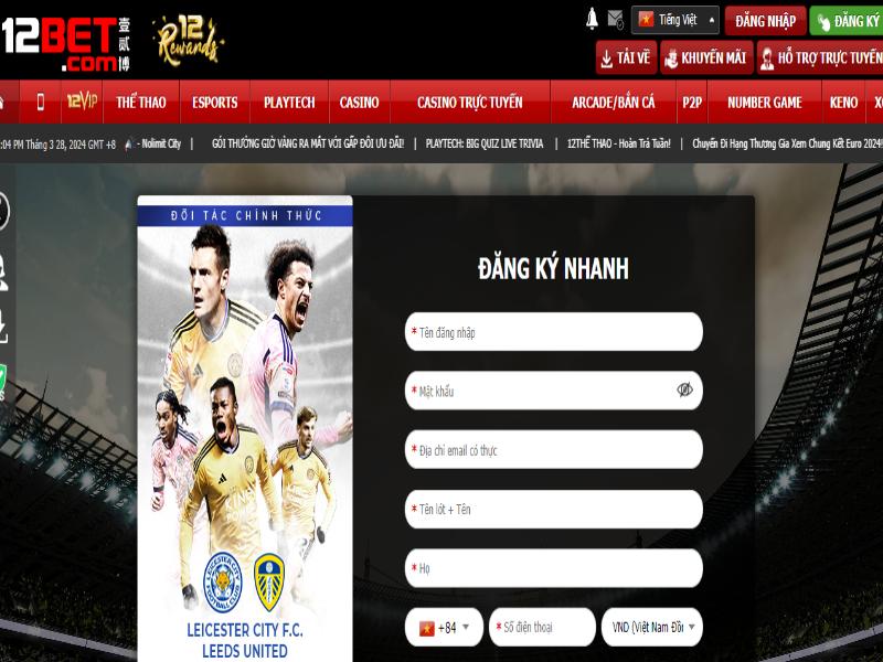 Hướng dẫn cách tham gia đặt cược thể thao tại 12Bet