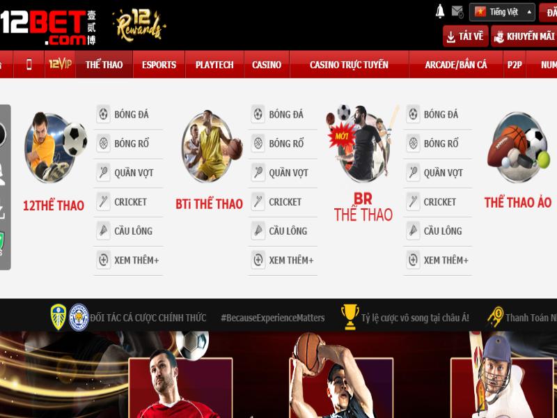 Sảnh game thể thao đã tạo nên uy tín của thương hiệu 12Bet